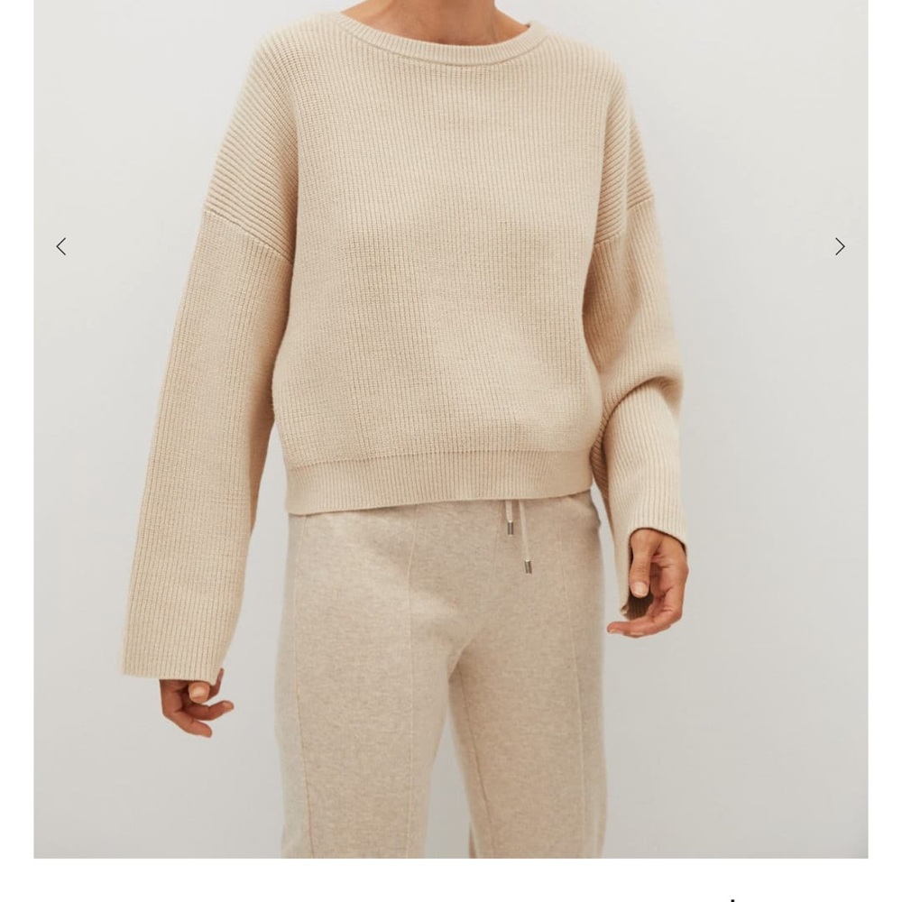 Mango Ribbed Knit Crop Sweater